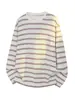 Novedad Otoño 2026 Camiseta de Manga Corta Rayas Oversize Cuello Redondo Estilo Hong Kong M-5X HT26727-TeP26