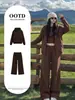 Conjunto de tres piezas holgado y versátil para mujer, nuevo estilo coreano otoño 2026, sensación casual y relajada, cárdigan con capucha, sudadera casual de manga larga