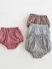 Pantalones Cortos de Cuadros Finos de Verano para Niños 2026 Estilo Coreano para Niños y Niñas Bolsillo de Bebé Botón Pantalones de Trasero Grande Pantalones de Linterna para Bebés