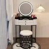 Tocador para dormitorio pequeño, lujo ligero nórdico, simple y mini, modelo nuevo con sensación de alta gama, tocador integrado con armario de almacenamiento