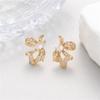Pendientes de perlas de circonita con lazo de alta gama, de diseño de nicho, combinables con todo, populares y sencillos, productos semiacabados para hacer uno mismo.