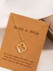 Moda Europea y Americana Transfronteriza para Mujer Collar de Cuatro Hojas con Pedrería de Alta Gama Diseño de Lujo Ligero Cadena para Clavícula Elegante Exquisita