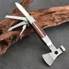 Hacha y martillo multifuncionales, hacha de acero inoxidable, herramienta hexagonal, cuchillo y hacha para exteriores, hacha multifuncional para bolsa de camping