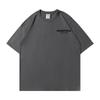 240g Névoa Pesada Essenciais Multilinha Fileira Dupla Flocagem Solta Manga Curta 25 Verão Tendência Camiseta de Casal Masculina e Feminina