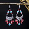 Pendientes de borlas turquesas de estilo bohemio para mujer, aretes de moda exóticos étnicos Yunnan retro combinables, joyería