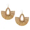 Pendientes de Borlas Elegantes Transfronterizos Europeos y Americanos Tendencia Joyería de Borlas de Ratán Pendientes Elegantes para Mujer de Verano con Forma de Abanico