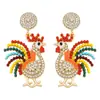 Europa y Estados Unidos transfronterizos nuevo color pavo diamante gota aceite cuentas de arroz aretes moda caliente Acción de Gracias aretes de animal