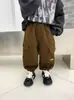 0286 Calça de Fleece Infantil Outono e Inverno Novo Estilo Calça Cargo Grossa Infantil Legging Quente de Inverno para Bebê Menino
