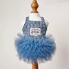 Camisola Listrada Personalizada Padrão de Vestido Princesa em Renda para Roupas de Cachorro e Gato Serviço de Costura de Roupas para Animais de Estimação Transfronteiriço