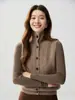 Artefacto para capas~Chaleco de cachemir de cuello alto abotonado de otoño e invierno para mujer, camisola de punto grueso sin mangas como capa base