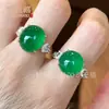 Anillo de Calcedonia Verde Natural para Mujer Anillo para Mujer con Incrustaciones de Huevo de Paloma Verde Anillo de Ágata Blanca Viva Rosa para Mujer Estilo Chino
