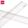 Regla Recta Deli 20cm/3cm Regla de Plástico Transparente con Escala Clara, Resistente al Desgaste y Duradera, Adecuada para Oficina, Estudio y Exámenes