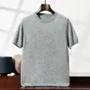 Suéter de Punto para Hombre Otoño e Invierno 100% Cachemira Pura Manga Corta Color Sólido Casual Holgado Jersey de Punto Capa Base