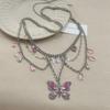 Doce Cool Moda Elegante Colar Borboleta Nicho Luz Design de Luxo Avançado Sentido Clavícula Cadeia Brincos Novos Acessórios de Jóias
