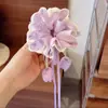 Laço de Cabelo Fofo de Flor Tulipa com Fita para Meninas, Corda para Rabo de Cavalo e Coque, Acessórios de Cabelo para Meninas
