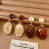 Pendientes de Diseño de Nicho Acrílico Ámbar Contrastante Retro Francés Pendientes de Resina Versátiles de Lujo Ligero de Gama Alta para Mujer