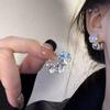 Pendientes de mariposa de estilo coreano con aguja plateada, nicho de alta gama, perla de imitación, pendientes sencillos de diamantes completos, pendientes de borla largos.