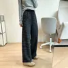 ¡Pantalones de doble largo! Pantalones de pierna ancha a rayas, relajados y adelgazantes, gruesos y suaves, con buena caída, perfectos para otoño e invierno, pantalones casuales rectos, cálidos y cómodos para mujer