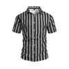 2026 Estilo Verão Europeu e Americano Transfronteiriço Amazon Novo Estilo Gola Listrada Camisa de Manga Curta para Férias Camiseta de Manga Curta para Praia para Homens