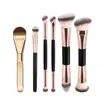 Set de Pinceles de Maquillaje Doble Cara Transfronterizo Europeo y Americano, Pincel para Base tipo Almohada, Pincel para Polvo de Rubor, Pincel de Maquillaje Color Café, Herramientas de Belleza