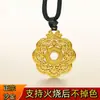 Nova Loja de Ouro Estilo Réplica Pingente Flor de Quatro Folhas Banhado a Ouro Antigo com Detalhes em Diamante, Resistente ao Fogo e Não Desbota