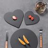 Negro Cuadrado Forma de Corazón Vajilla Posavasos Pequeño Pizarra Natural Rugosa Placa de Pizarra Artesanía Bandeja Pequeña para Regalo