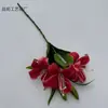 Flor Artificial 3D Lírio de Três Cabeças Filme de Impressão Flor Falsa Decoração de Casamento Buquê Enfeites para Sala de Estar de Casa Adereços para Fotos