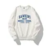 Serie de TV Americana Stranger Things Sudadera Redonda Periférica para Hombre y Mujer de Hawkins Escuela Secundaria Hawkins Manga Larga Otoño e Invierno t