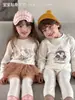 Ropa de Otoño y Pantalones Anmeiya Orgánico Cero Sensibilidad Ropa de Casa para Niños Pijama Infantil Estampado Completo Cuello Alto Puños Algodón Térmico
