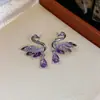 Pendientes de Plata Aguja Zirconia Cisne Gota de Agua, Pendientes de Moda Exquisitos y Versátiles, Pendientes de Lujo Ligero de Gama Alta con un Diseño Único