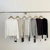 Estilo coreano! Camiseta de algodão minimalista e elegante com mangas compridas, de designer, para mulheres, outono/inverno 2026