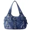 Bolsos Europeos y Americanos de Nicho Transfronterizos para Mujer, Bolsos de Hombro Cruzado Lavados y Teñidos Europeos y Americanos, Bolsos Tote de Moda Retro al por Mayor
