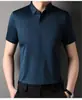 Nova Camisa Masculina de Seda de Amora de Alta Qualidade de Manga Curta para o Verão Masculina Casual Business Elástica Sem Ferro Fina de Seda Gelada