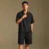 Conjunto Fresco de Manga Corta Holgada Estilo Old Money para Hombre Tencel Lyocell Verano Moderno Tallas Grandes Camisa POLO con un Conjunto