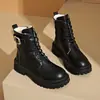 Botas Martin para Mujer 2026 Otoño e Invierno Nuevas Botas Cortas Retro Estilo Británico de Suela Gruesa que Aumentan la Altura con Forro de Lana Botas de Otoño Individuales Botas con Cordones