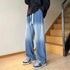Pantalones vaqueros de verano para hombre, de marca de moda, retro, holgados y rectos, para adolescentes, modernos, de calle, con pierna ancha y degradados, informales