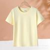 Camiseta de cuello redondo de algodón para niños de verano de 180 g, color liso, manga corta, ropa para padres, ropa de clase, venta al por mayor