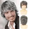 Venta Caliente Transfronteriza Nuevo Cabello Masculino Europeo y Americano Cabello Rizado Masculino de Longitud Media Cabello Largo Masculino Moda Cabello Rizado Masculino Esponjoso Fábrica Stock Listo