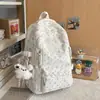 Mochila de Pana con Cordón de Encaje Fresca y Sencilla Estilo Academia, Mochila de Alto Valor Estilo Coreano para Estudiantes de Secundaria