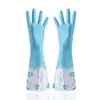 Guantes para el Hogar de Goma Látex Cocina Nitrilo Limpieza del Hogar Lavandería Lavavajillas Impermeables Goma Flor Margarita Guantes de PVC