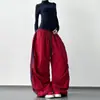 Pantalones Anchos Populares para Mujer 2025 Otoño e Invierno Nuevos para Mujer Rojos Altos Casuales Deportivos de Buena Apariencia Pantalones de Esquí