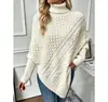 Amazon en stock nueva colección otoño/invierno 2026: suéter de punto trenzado con mangas murciélago, estilo europeo y americano, tejido tipo capa de cuello alto redondo