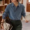 Camisa de manga larga a rayas estilo retro francés solighter para mujer, nueva colección otoño 2026, corte holgado, top de tela cepillada