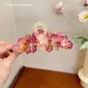 Pinza para el Cabello de Flor de Camelia Francesa Suave para Mujer Clip de Tiburón Grande de Verano Tocado Parte Trasera de la Cabeza Volumen del Cabello Pinza de Agarre para Atar