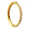 Brincos de Liga de Titânio F136 Cor Titânio Brincos Argola Cravejados com Diamantes Brincos Simples Dourados Europeus e Americanos Joias para Body Piercing
