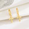Temperamento Nicho Joyería de Plata Esterlina S925 Plata Esterlina Aretes de Cruz Personalidad Moda Aro para la Oreja Sentido Avanzado Hebilla Simple para la Oreja