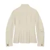 Novedades de otoño para moda femenina: Chaqueta larga de manga larga ajustada estilo francés con cuello alto, bolsillos y botones a presión