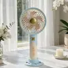 Ventilador Portátil Mini de Mão USB Recarregável 3 Velocidades com Base Suporte para Celular Ventilador de Mesa Brinde Promocional