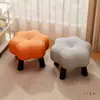 Taburete pequeño para uso doméstico en la sala de estar, taburete bajo con tapicería suave, taburete de sofá mesa de centro, taburete pequeño para cambiarse los zapatos, taburete creativo con forma de flor, banco pequeño