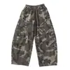 Conjunto de Pantalones Camuflados para Niñas, Diarios, Rectos, Retro Americano, Bolsillos Cargo, Holgados, Pierna Ancha, Casuales, Largos